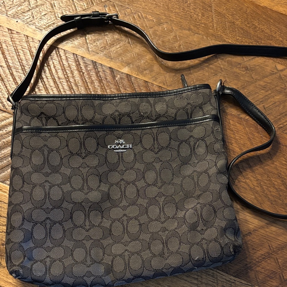 Coach Dark Black Signature Crossbody Bag